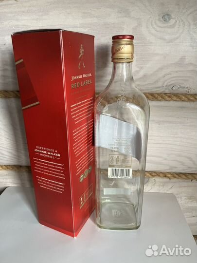 Бутылка с коробкой из под виски red label 1литр