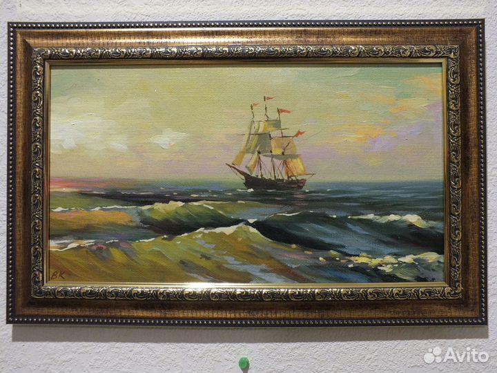 Картины маслом Крым Море 19х34 см Корзун В.С