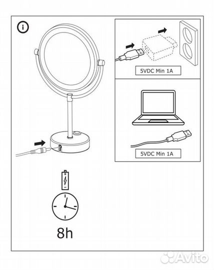 Новое Зеркало IKEA Kaitum с подсветкой