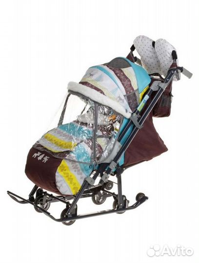Детские санки коляска с колесами бу