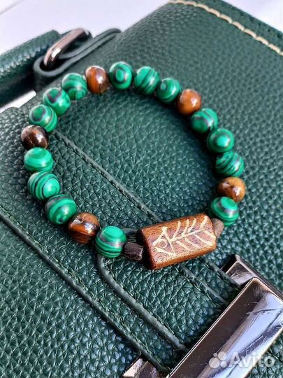 Браслет унисекс (малахит, тигровый глаз)