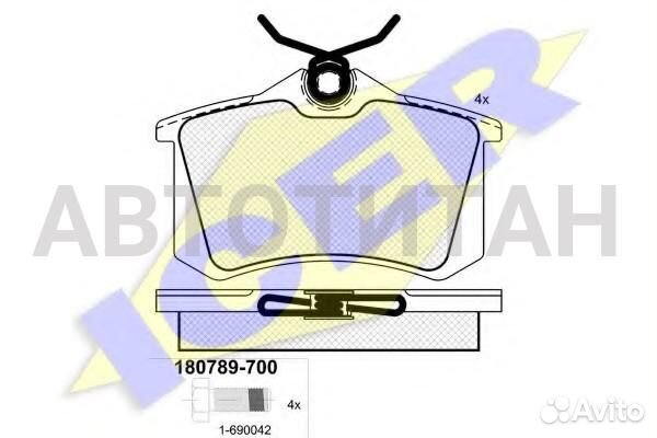 180789-700 колодки дисковые задние Volkswagen Golf II/III/Passat 1.6-2.8/1.9TDi 88-99 icer