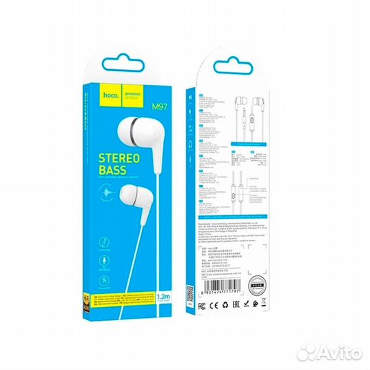 Наушники внутриканальные hoco M97, Jack 3.5мм, 1.2