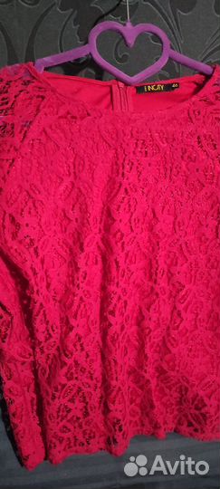 Блузка футболка кружево Insity 46р. Фуксия