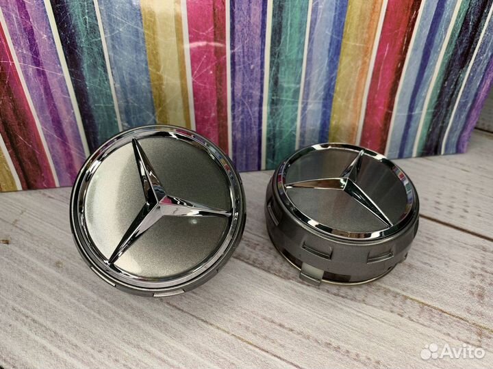 Заглушки на колесные диски Мерседес AMG серые