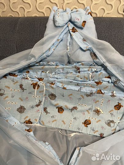 Бортики в кроватку + балдахин