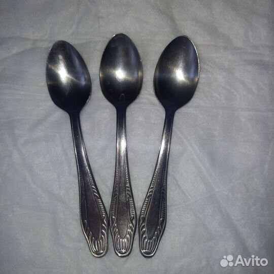 Ложки СССР. Серебро эмаль на первый зубик. Нерж