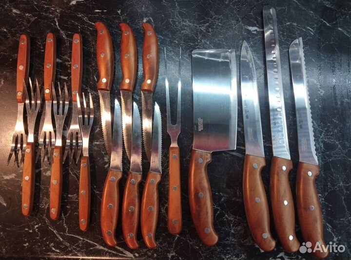 Набор ножей и вилок для пикника новый