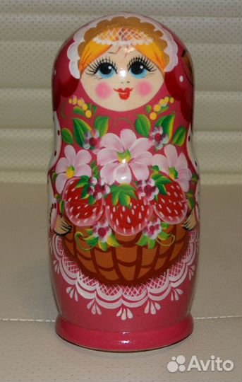Матрёшка «Флора» красный платок 5 кукольная 17см