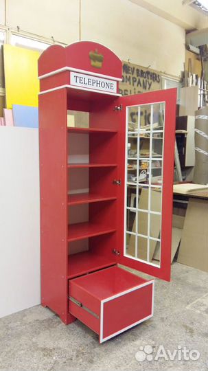 Красная Телефонная Будка Шкаф в детскую London-17
