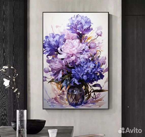 Объемная картина маслом Цветы детальная проработка