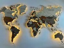 Карта мира пробковая многоуровневая