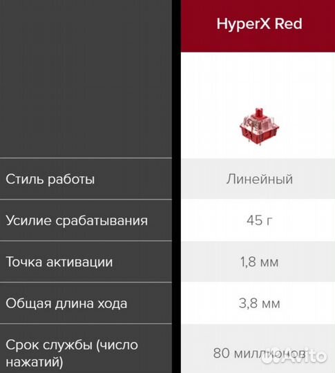 Игровая клавиатура HyperX Alloy Origins HyperX Red