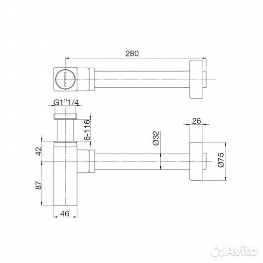 Сифон для раковины Webert AC0404015, хром