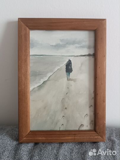 Картина в раме акварель миниатюра