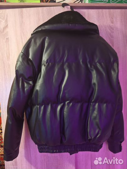 Куртка зимняя кожаная с воротником