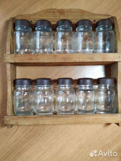 Банки для специй 10 шт. с полкой