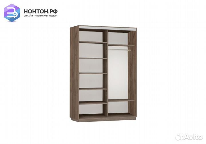 Шкаф-купе 2-х дверный Экспресс зеркало / крафт таб
