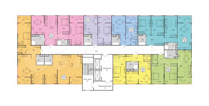 2-к. квартира, 80,3 м², 7/19 эт.