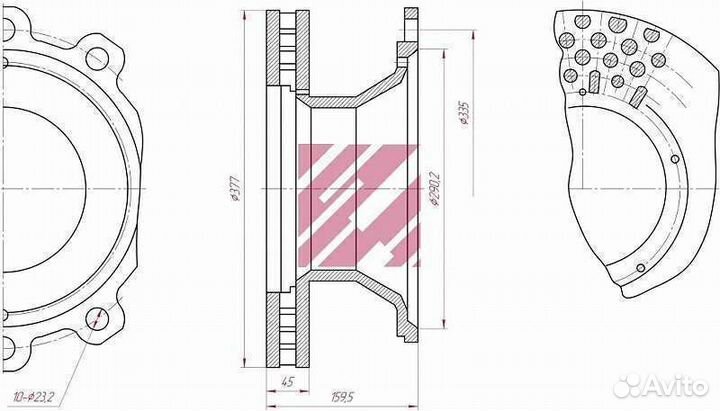 Диск тормозной бпв 377*45*160 с ABS