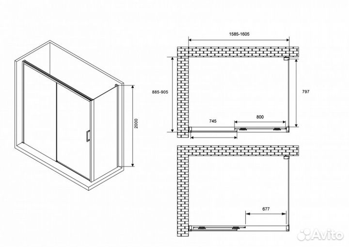 Душевой уголок abber Komfort AG93160B-S92B 160*90*