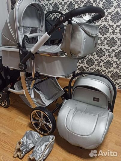 Коляска 3 в 1 luxmom кожзам