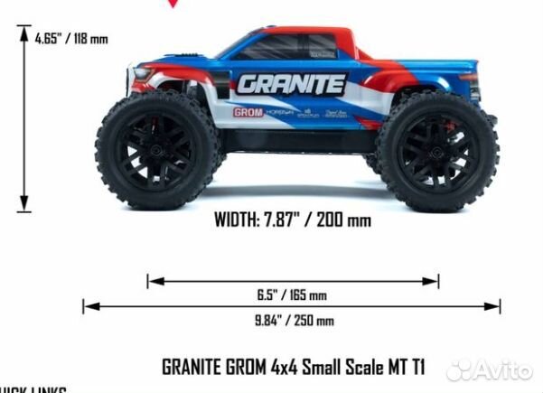 Новый Arrma 1/18 Granite Grom mega 380 brushed 4X4