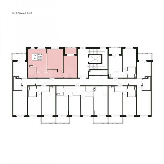 2-к. квартира, 64,1 м², 4/5 эт.