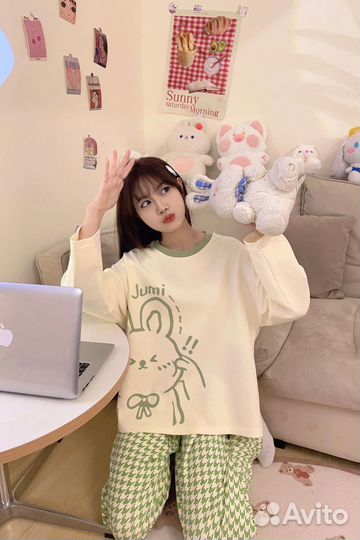 Оптом. Пижама домашняя Заяц - зеленый - 40-42