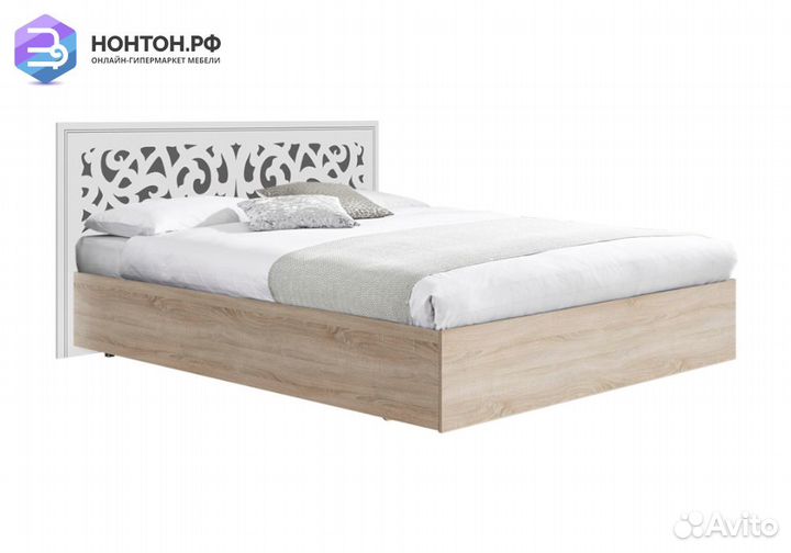 Кровать Мадлен 1.6 м дуб сонома светлый / ясень бе