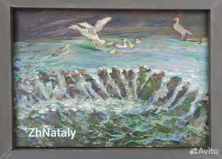 Картина маслом пейзаж на набережной таганрог