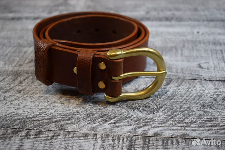 Ремень мужской ручной работы, рыжий