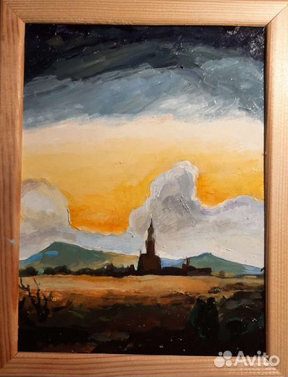 Картина маслом в рамке