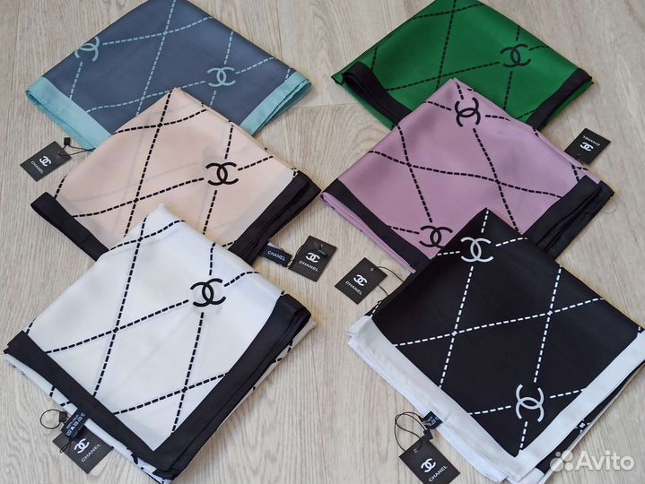 Платок Шелковый Chanel белый 6 расцветок