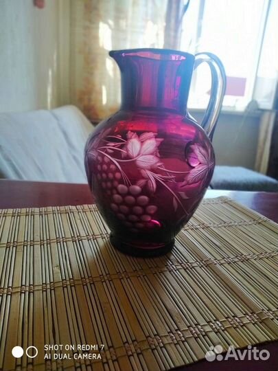 Кувшин цветное стекло СССР