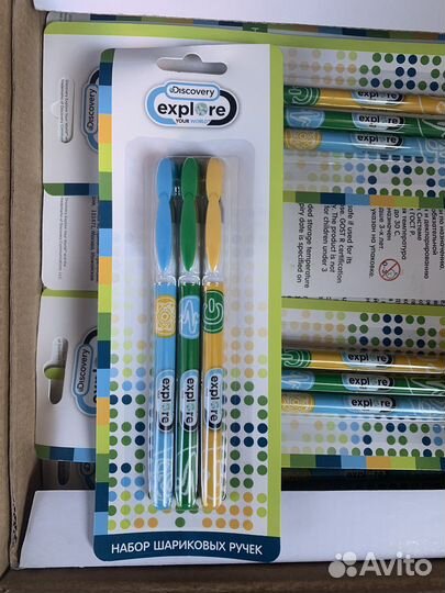 Ручка шариковая набор 3 шт синяя оптом