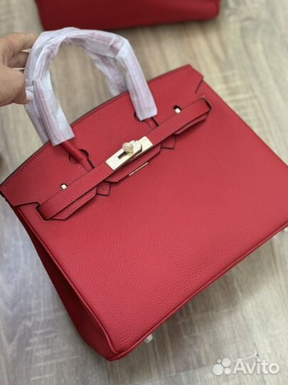 Сумка Hermes Birkin 25 натуральная кожа красная