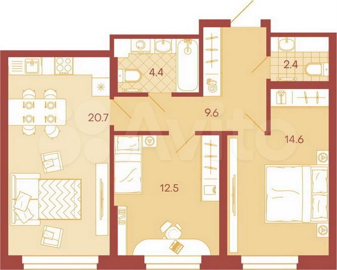3-к. квартира, 64,2 м², 15/18 эт.