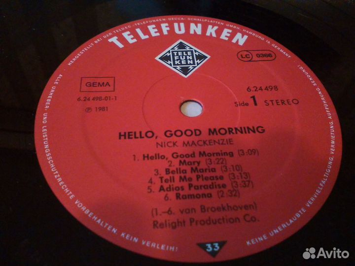 Nick MacKenzie 1980 Hello, Good Morning (German