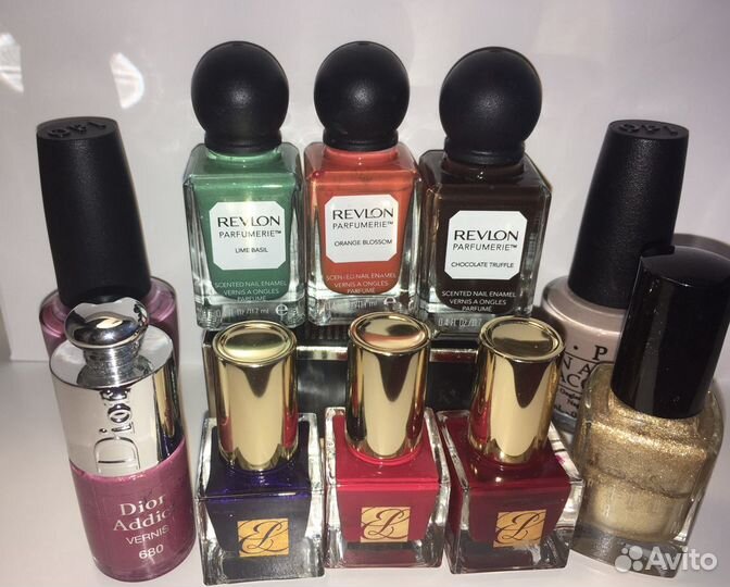 Лаки dior,estee lauder,bobby brown,revlon,opi