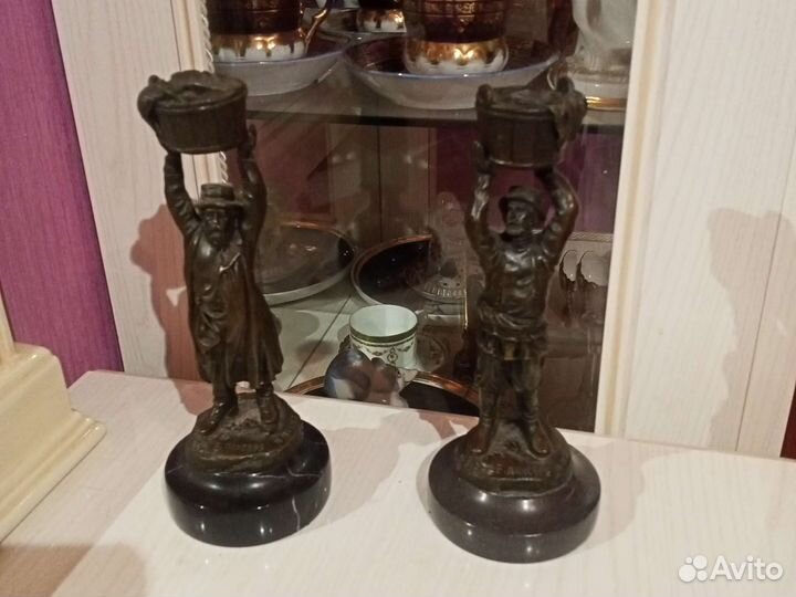 Подсвечник бронза старинный набор чашек с блюдцами