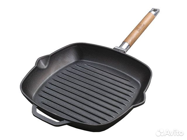 Сковорода-гриль чугунная со съемной ручкой с