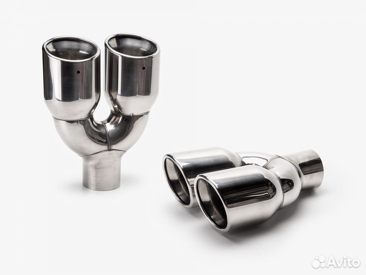 Насадки на глушитель двойные хром 63/90 2 шт