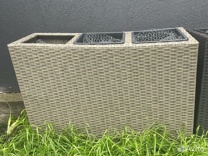 Кашпо для цветов напольное ротанг