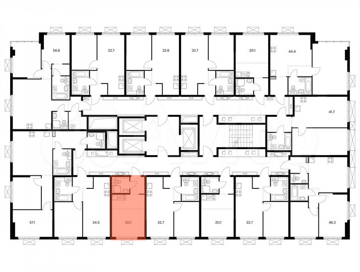 Квартира-студия, 20,1 м², 9/19 эт.