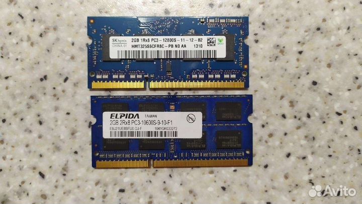 Оперативная память DDR3 2GB + 2GB для ноутбука