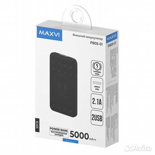 Внешний акб Maxvi PB05-01 5000 мА черный (2USB 2.1