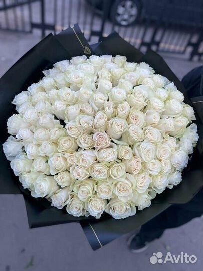 Букет 101 белая роза Цветы Иркутск