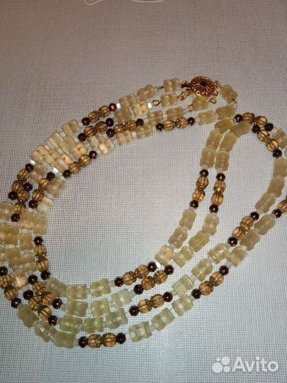 Бусы двухрядные сатиновое стекло Чехословакия