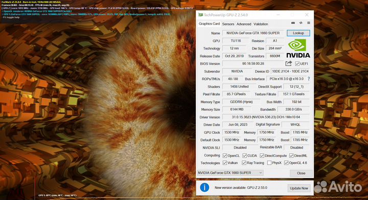 Видеокарта 1660 super 6GB версия с подсветкой